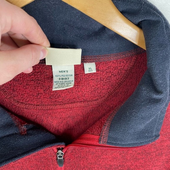 L.L.Bean Heathered Red & Black Polartec Fleece Full Zip Mens Jacket Size X-Large - Picture 3 of 6